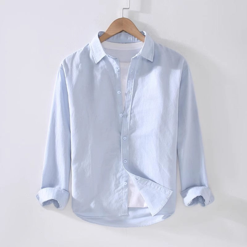 Men's Military Style New Men's Long Sleeve Slim Shirt Men's Long Sleeve Cotton Men's Shirt with Epaulets Double Pockets