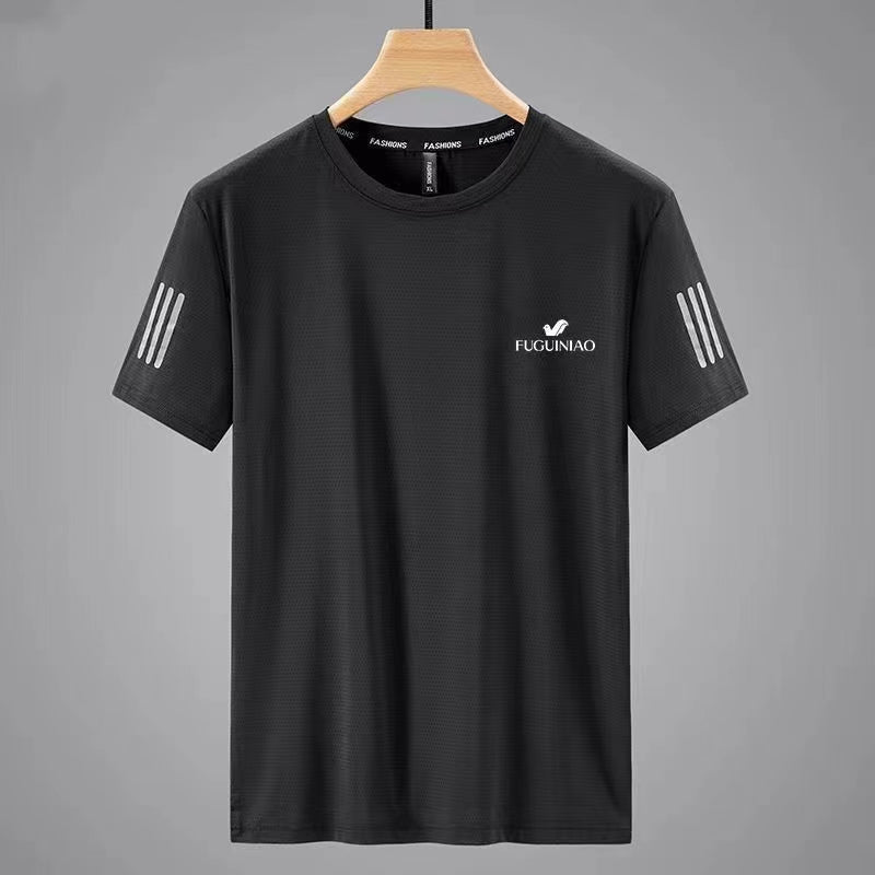 Men's T-shirt short sleeved pure cotton slim fit and sweat absorption in summer