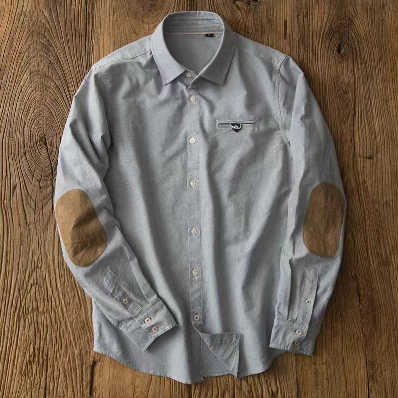 Men's T-shirt, long sleeved pure cotton shirt, slim fit, spring and autumn