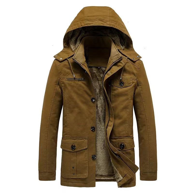 Men's coat with fleece windproof, warm and wear-resistant new style