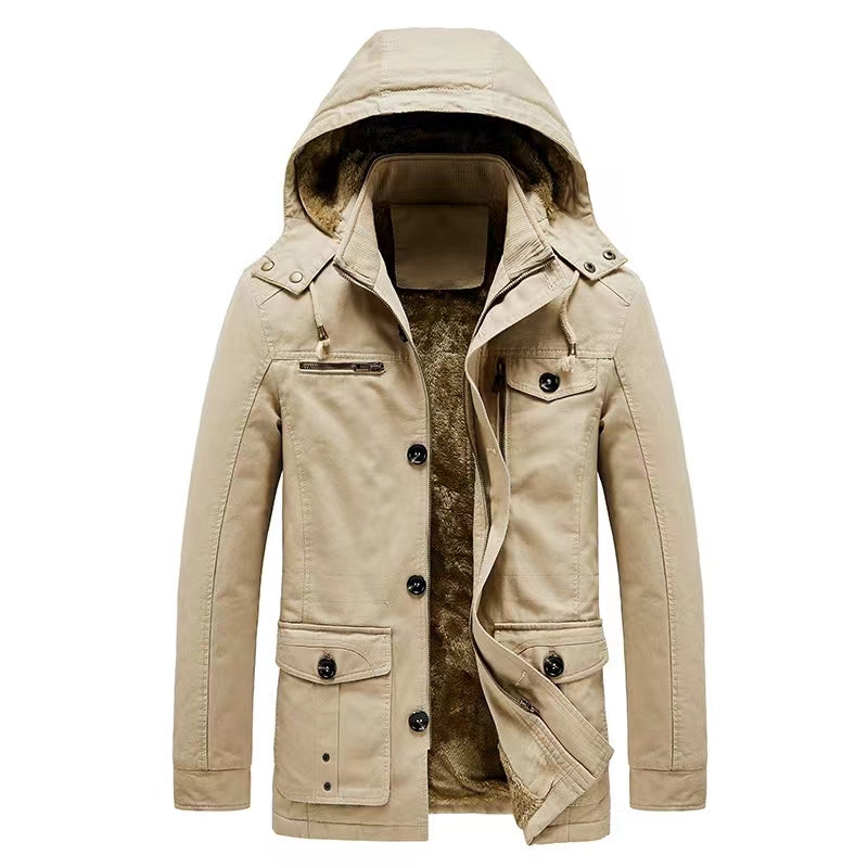 Men's coat with fleece windproof, warm and wear-resistant new style
