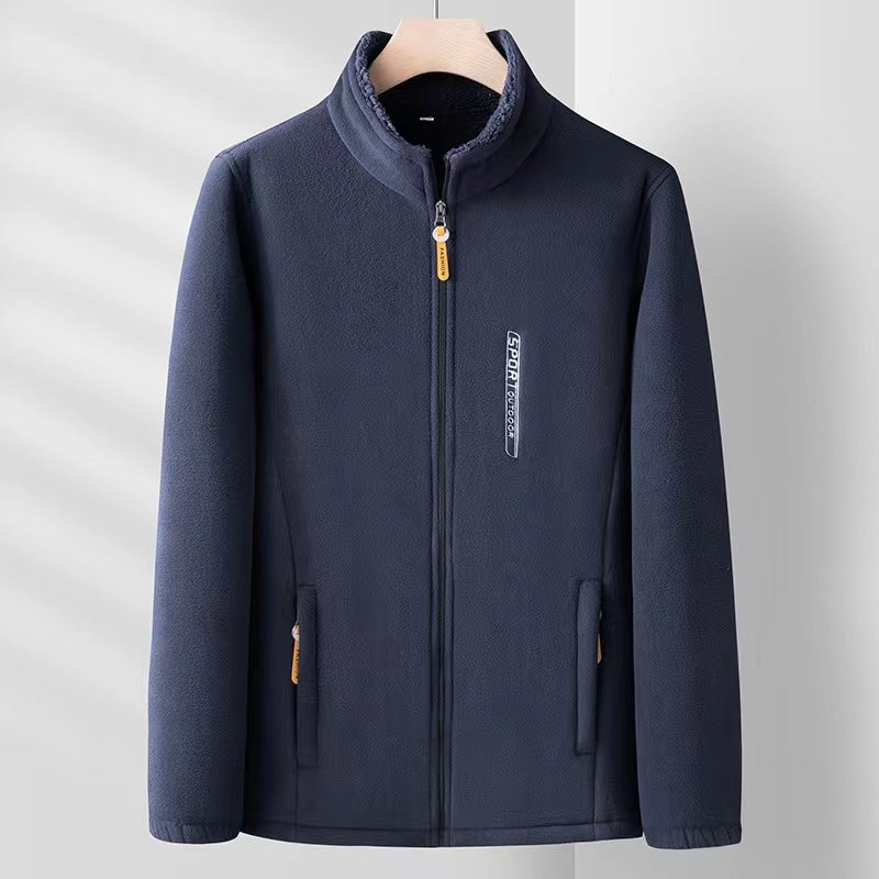 Men's new coat, fleece jacket, windproof and warm with added fleece