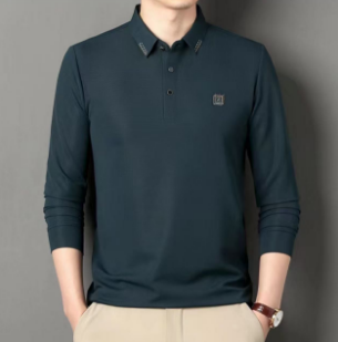 Men's casual long sleeved polo shirt high-end