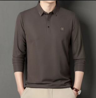 Men's casual long sleeved polo shirt high-end