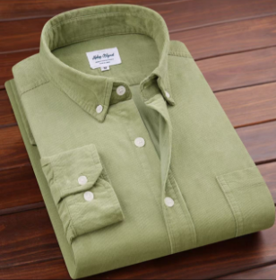 Men's casual long sleeved shirt made of gold velvet