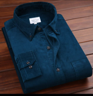 Men's casual long sleeved shirt made of gold velvet
