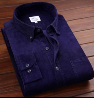 Men's casual long sleeved shirt made of gold velvet