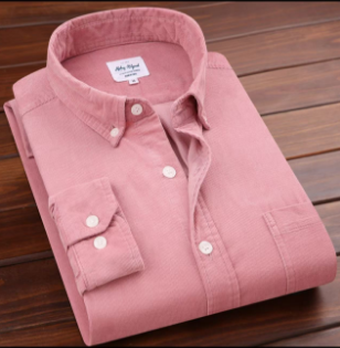 Men's casual long sleeved shirt made of gold velvet