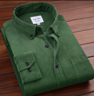 Men's casual long sleeved shirt made of gold velvet