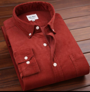 Men's casual long sleeved shirt made of gold velvet