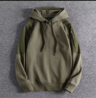 Men's hoodie long sleeved pure cotton hooded casual and warm