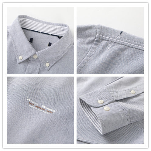 Men's Military Style New Men's Long Sleeve Slim Shirt Men's Long Sleeve Cotton Men's Shirt with Epaulets Double Pockets
