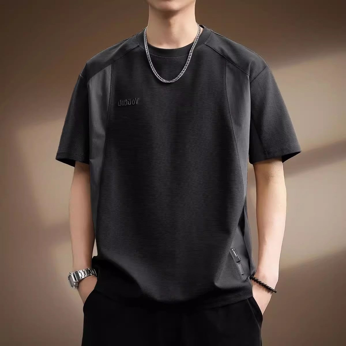 Short sleeved T-shirt, men's trendy pure cotton round neck clothing, student loose fitting Hong Kong style printed T-shirt, new summer