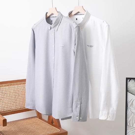 Men's Military Style New Men's Long Sleeve Slim Shirt Men's Long Sleeve Cotton Men's Shirt with Epaulets Double Pockets