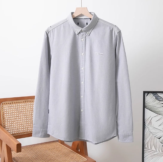 Men's Military Style New Men's Long Sleeve Slim Shirt Men's Long Sleeve Cotton Men's Shirt with Epaulets Double Pockets