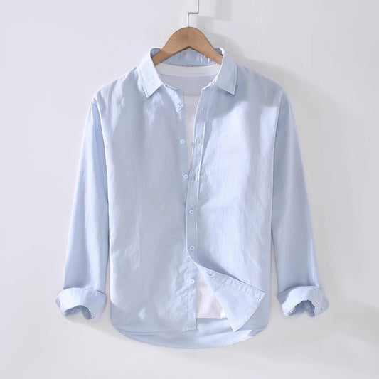 Men's Military Style New Men's Long Sleeve Slim Shirt Men's Long Sleeve Cotton Men's Shirt with Epaulets Double Pockets