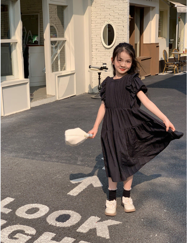 New Lace Pleated Skirt Children's Long-sleeved Princess Dress,Super Fairy Girls Dress