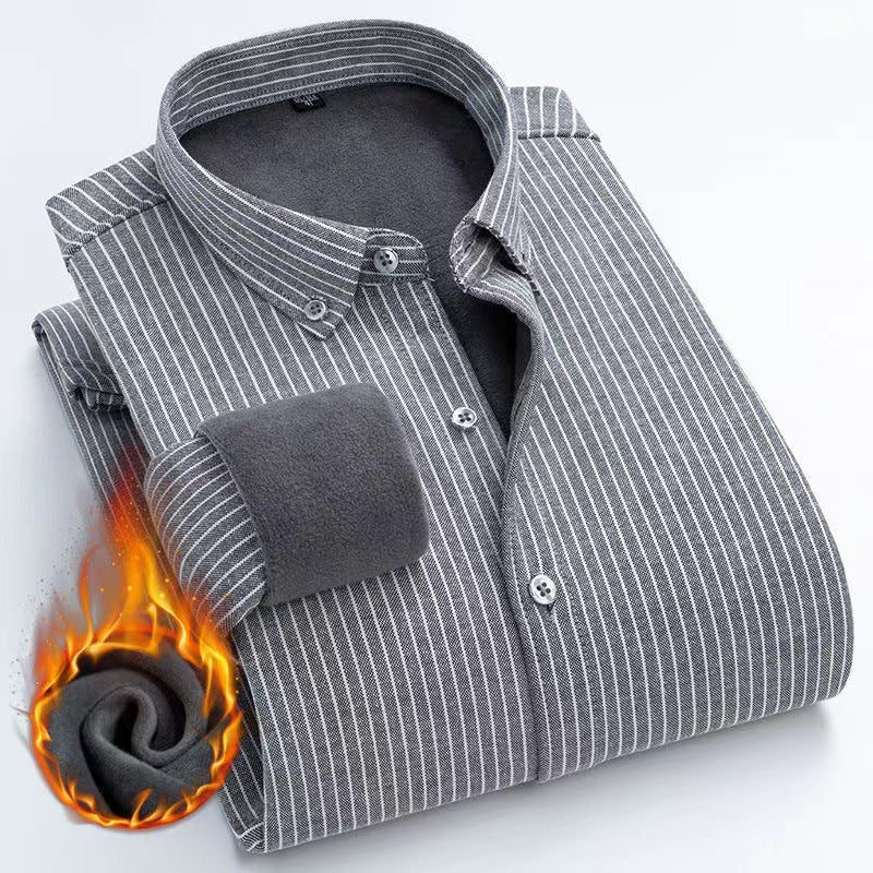 Men's plush shirt with thickened warmth