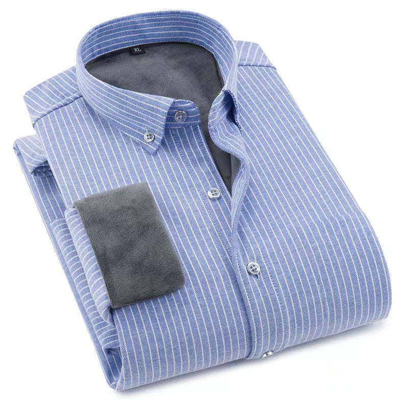 Men's plush shirt with thickened warmth