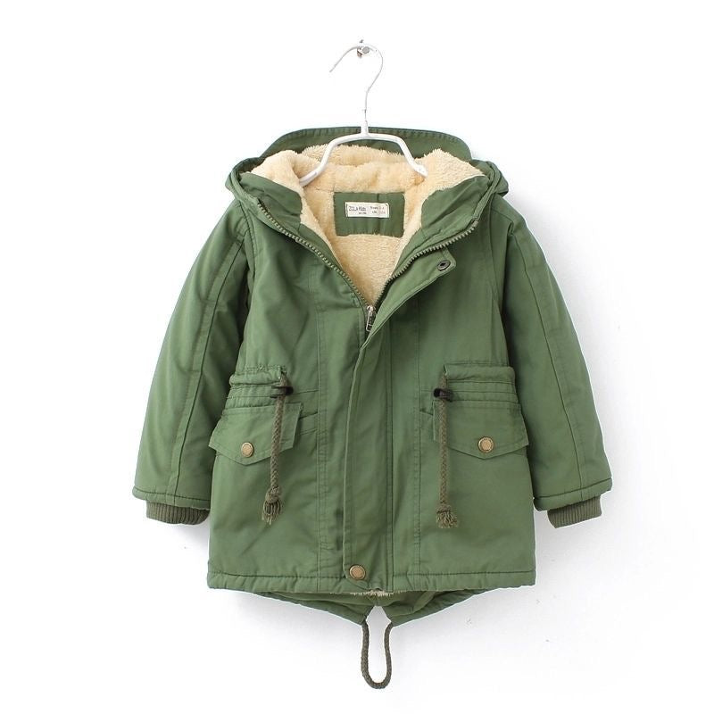 Children's clothing boys winter dress plus velvet thick jacket new winter girl cotton coat children's cotton jacket trench coat