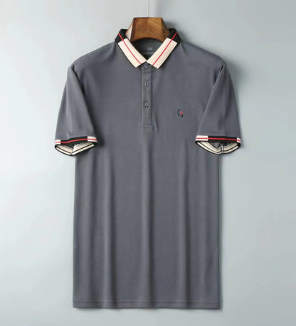 Men's short sleeved POLO outfit with new casual and fashionable pure cotton sweat absorption