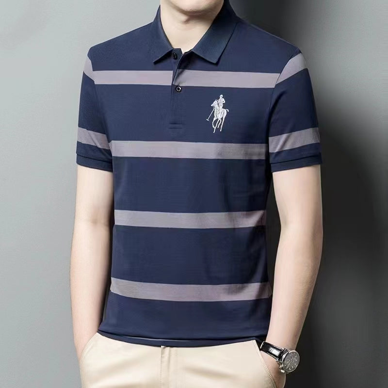 Men's short sleeved polo shirt made of pure cotton, breathable and comfortable