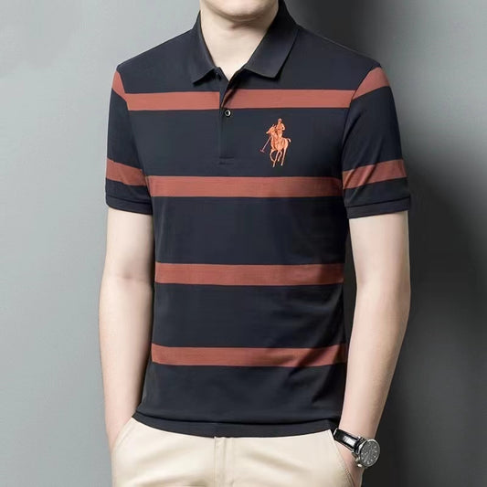 Men's short sleeved polo shirt made of pure cotton, breathable and comfortable