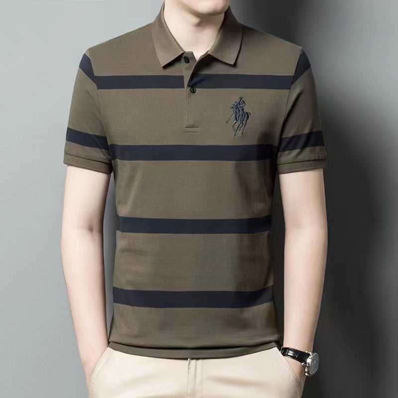 Men's short sleeved polo shirt made of pure cotton, breathable and comfortable