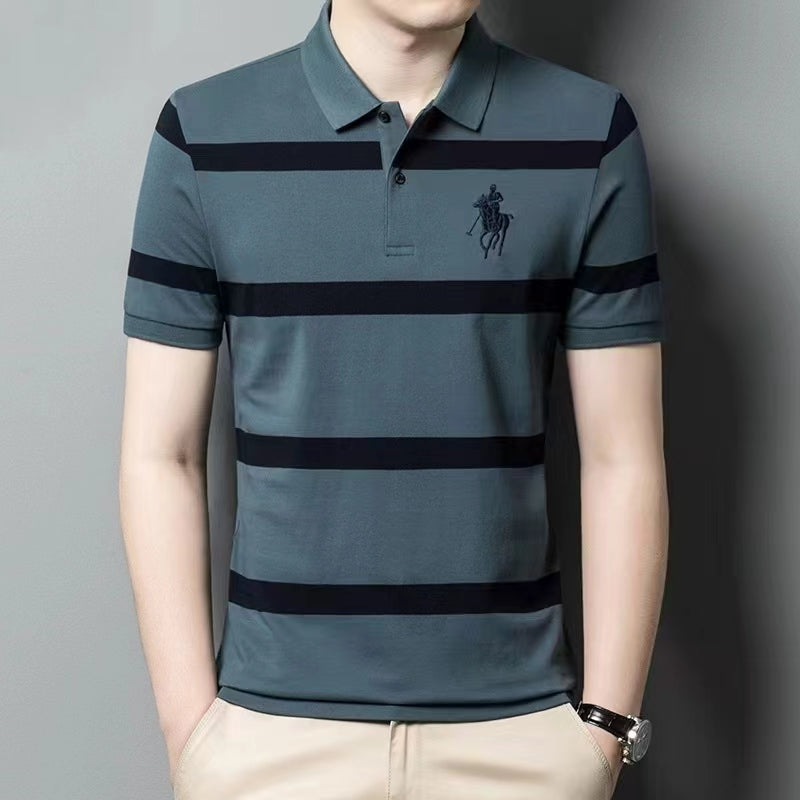 Men's short sleeved polo shirt made of pure cotton, breathable and comfortable