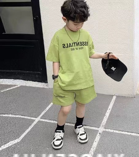 Boys' Summer Set Comfortable Pure Cotton Sweat-absorbing Fashion Trendy Popular