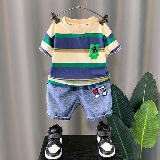 Boys' Summer Set Comfortable Pure Cotton Sweat-absorbing Fashion Trendy Popular