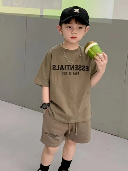 Boys' Summer Set Comfortable Pure Cotton Sweat-absorbing Fashion Trendy Popular