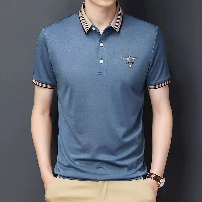 Men's POLO shirt new summer sweat absorbent pure cotton