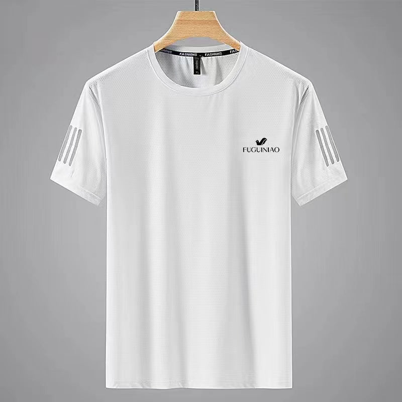 Men's T-shirt short sleeved pure cotton slim fit and sweat absorption in summer