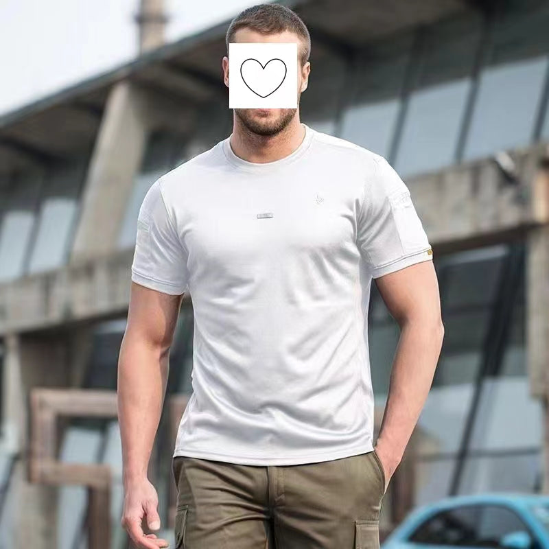 Men's T-shirt short sleeved pure cotton sweat wicking summer