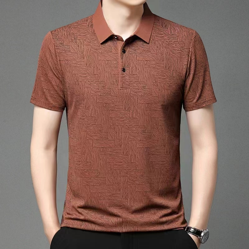 Men's short sleeved polo cotton comfortable and breathable summer