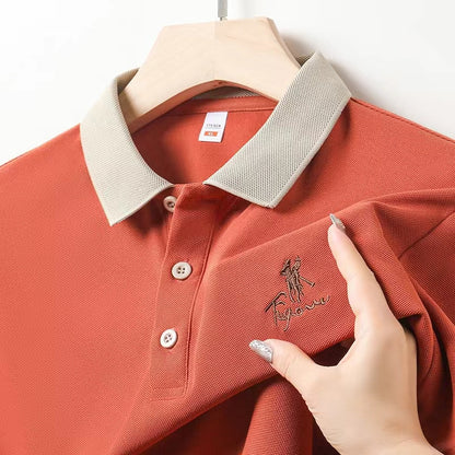 Men's short sleeved polo shirt made of pure cotton, breathable and comfortable