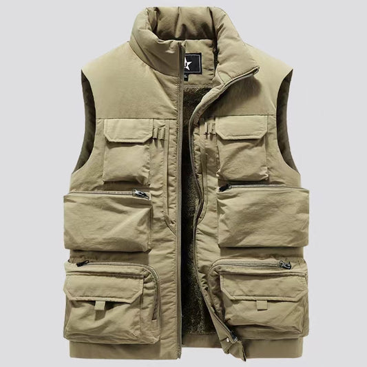 Men's vest is warm, windproof, and thickened with fleece