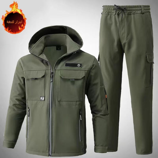 Men's suit workwear with warmth and windproof fleece