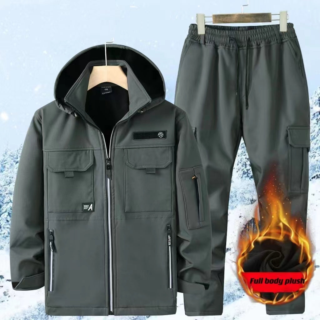 Men's suit workwear with warmth and windproof fleece