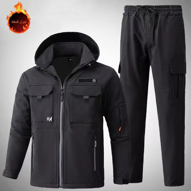 Men's suit workwear with warmth and windproof fleece