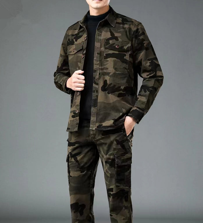 Men's new long sleeved camouflage suit with spring and autumn thickness