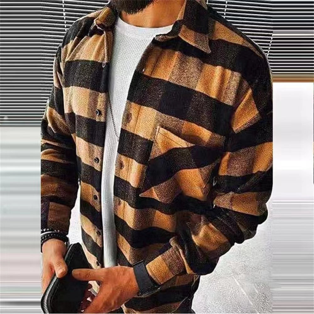 Men's new long sleeved checkered shirt,