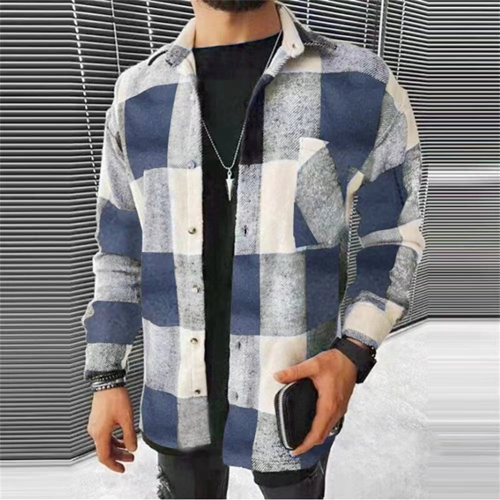 Men's new long sleeved checkered shirt,