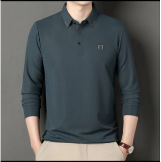 Men's casual long sleeved polo shirt high-end