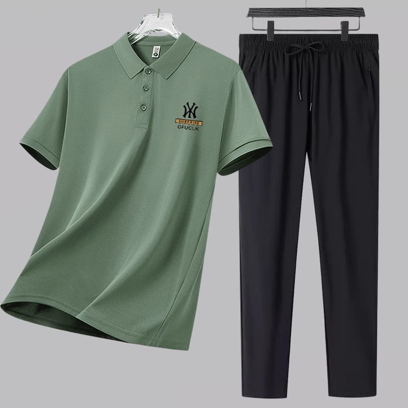 Men's summer set, loose casual three -piece set