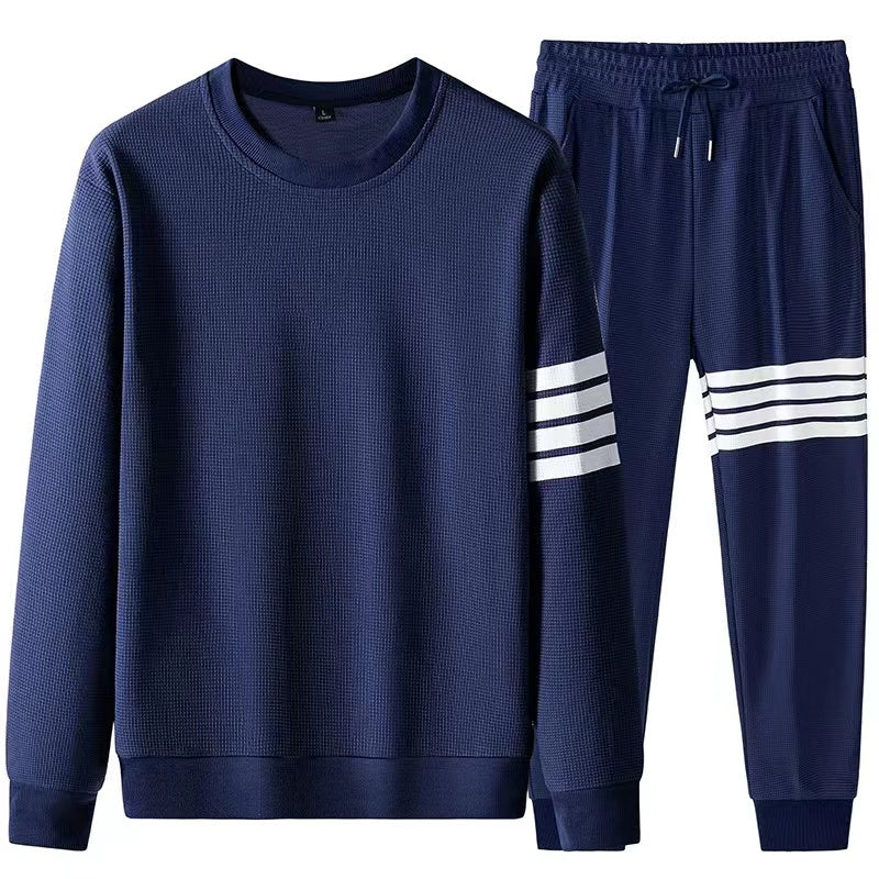 Men's plush hoodie two-piece set with thickened warmth