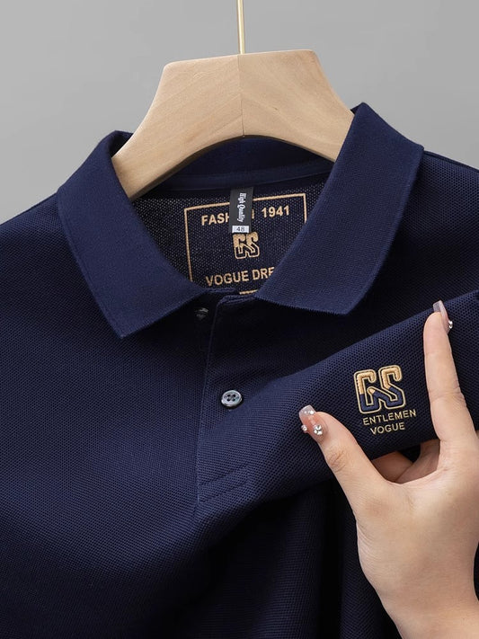 Men's summer new stock thin short sleeved fitting daily casual fashion business men's polo shirt
