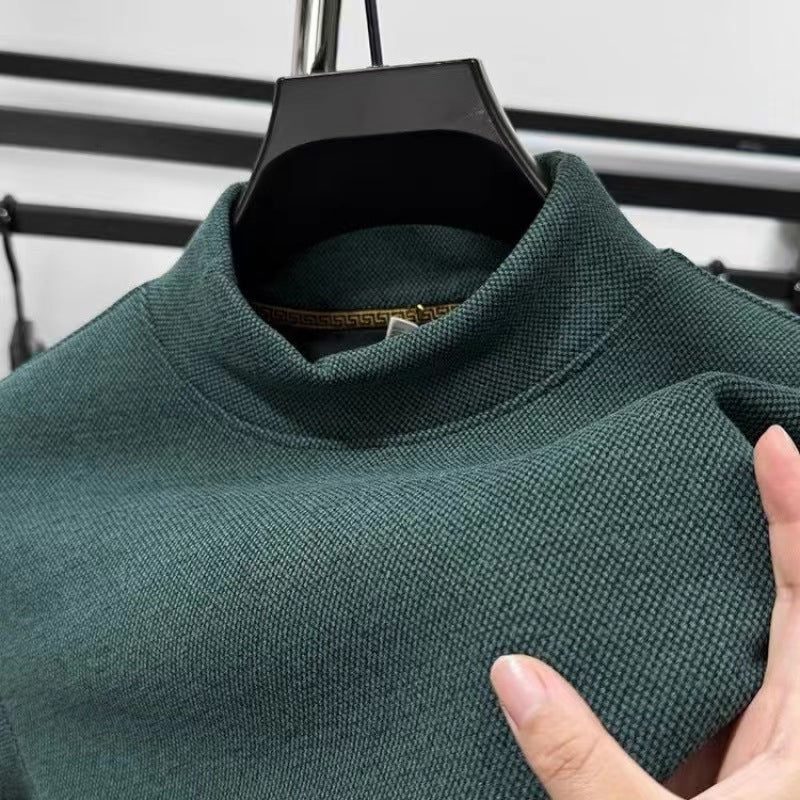 Men's sweatshirt autumn and winter half turtleneck German velvet warm bottoming shirt plus velvet thickened long-sleeved shirt solid color inner top