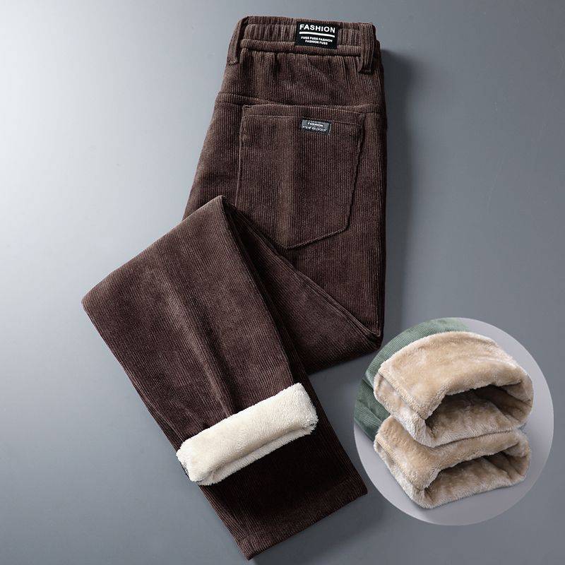 Men's plush pants with thickened warmth